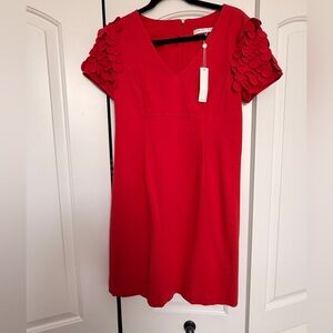 Stylish Red Mini Dress with Textured Sleeves